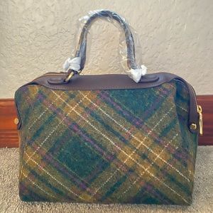 New Talbots plaid satchel bag in color ark brown